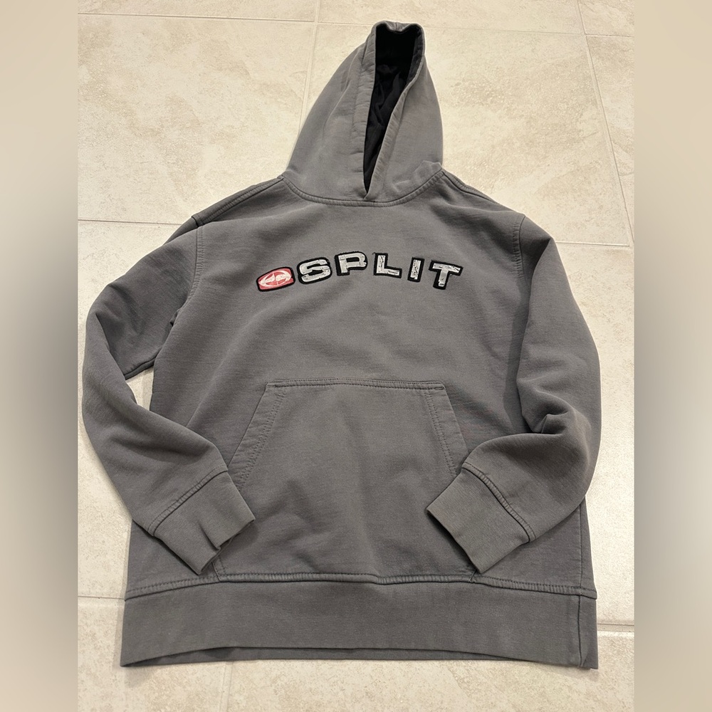 Split Gray hoodie hard to find with Red Accent Logo